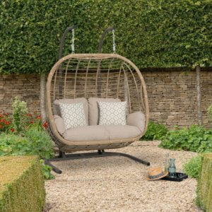 Bramblecrest Chedworth Open Weave Double Cocoon with Season Proof Cushions – Sandstone