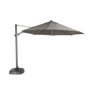 Kettler 3.5m Free Arm Parasol with LED Lighting and Wireless Speaker - Taupe