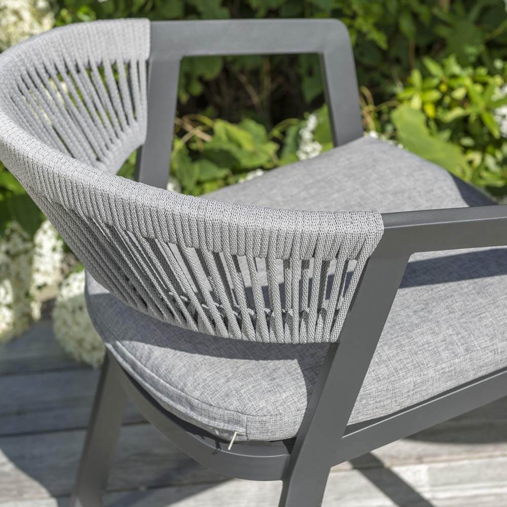 Kettler Cassis Balcony Set dining chair focussed to show rope detail on back