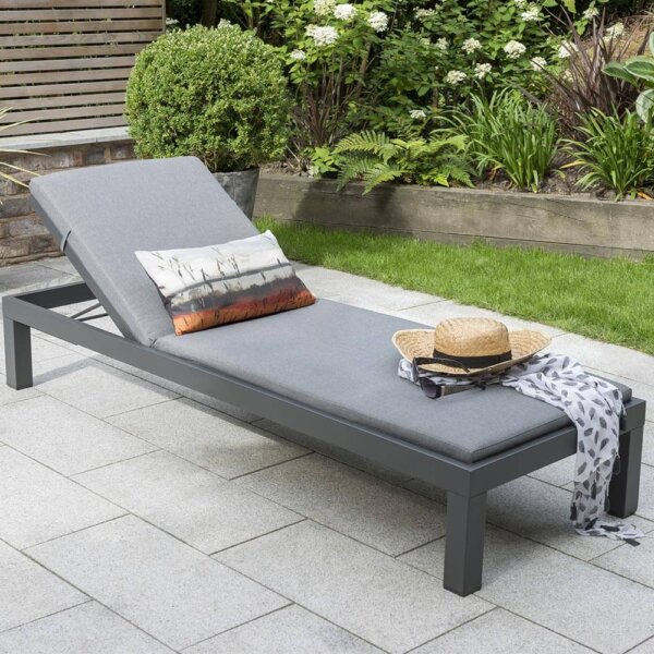 Kettler Elba Lounger with Cushion – Pewter Grey