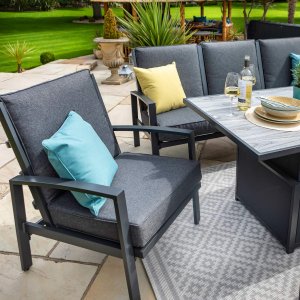 Hartman Vienna 3 Seat Lounge Sofa Set With Adjustable Tuscan Table – Grey/Slate