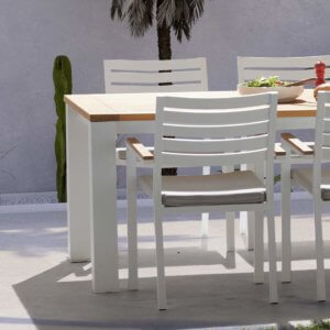 Kettler Elba Rectangular 6 Seat Dining Set With Elba Dining Chairs - White/Teak