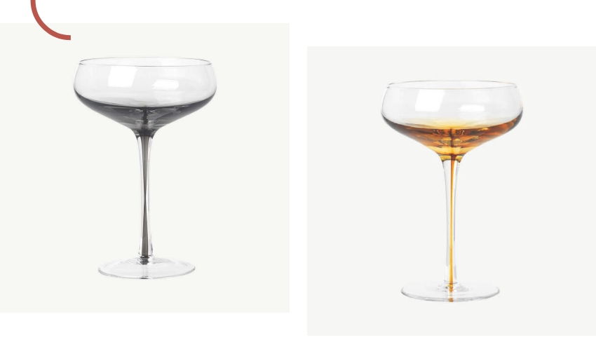 banner showing Melbury Cocktail Glasses in amber and smokey hue