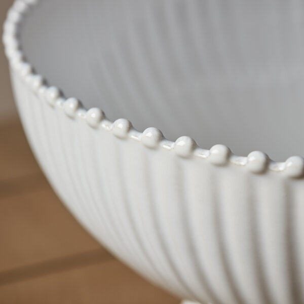 ceramic ribbed bowl white