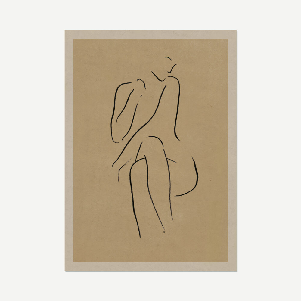 Art print depicting female form using simple lines