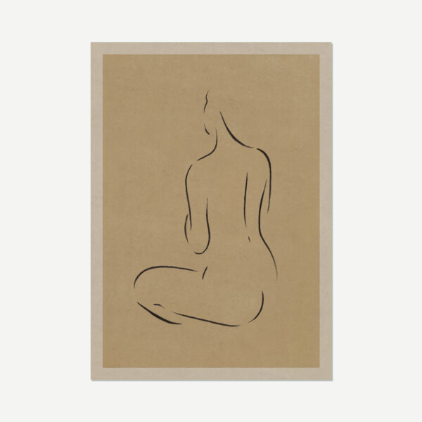 Art print of female form drawn with charcoal with brown background