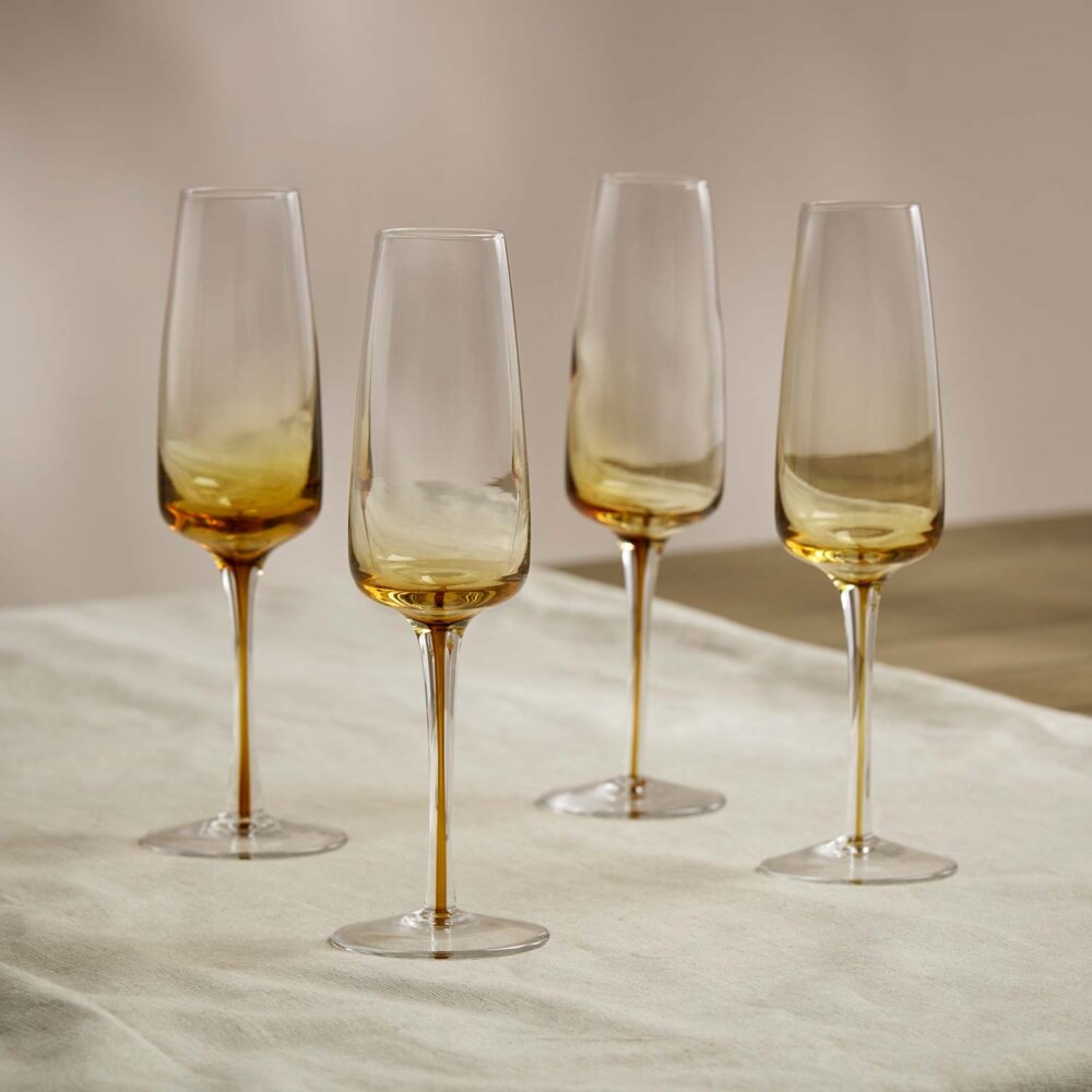 Shop Melbury Amber Champagne Glass Mouthblown Glass