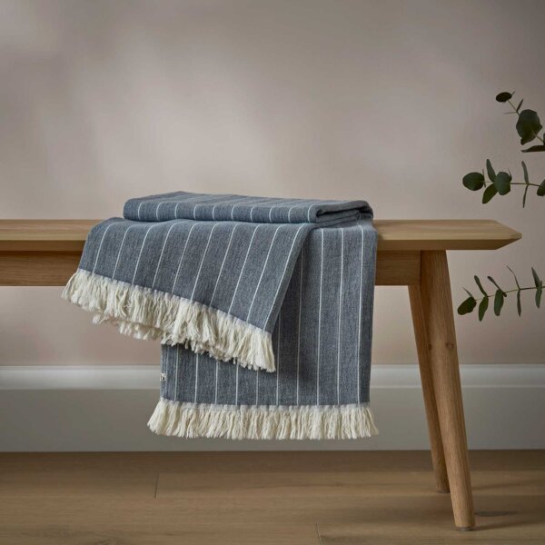 Belvoir Stripe Throw Soft Indigo