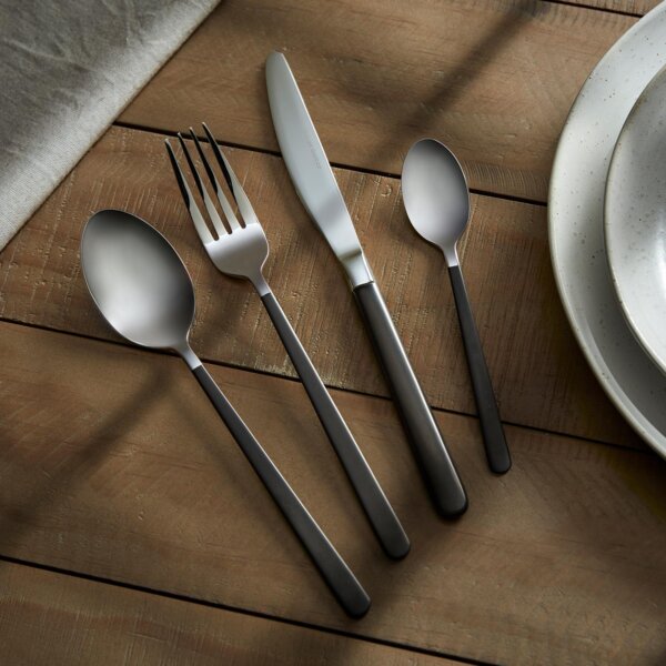 Exmoor Cutlery Set, Gun Metal, 4 Place Setting