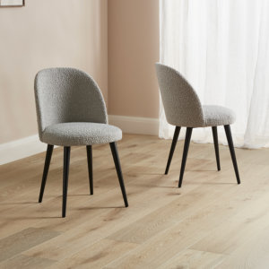 grey tone fabric cupped Burnham chair with black wood legs