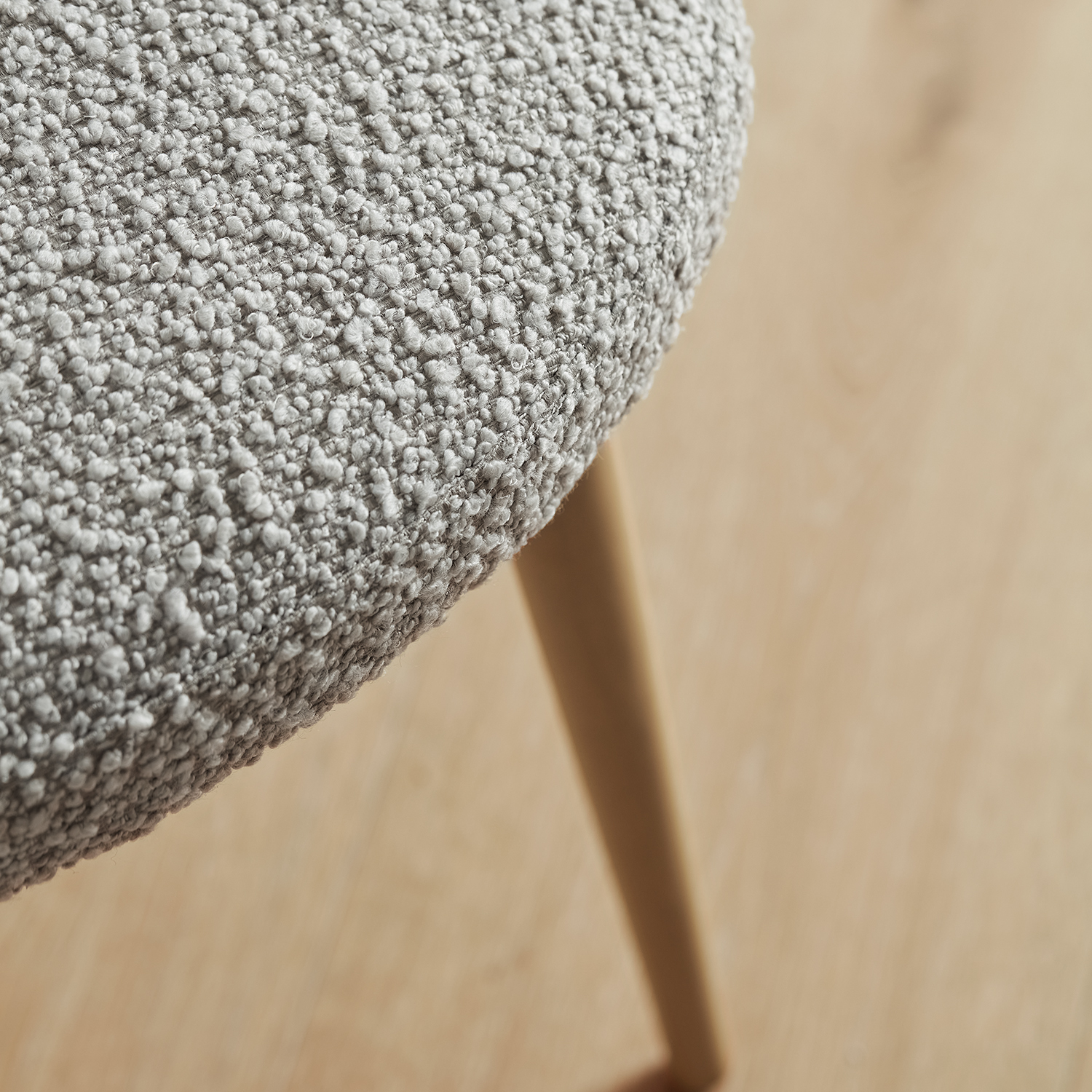close of of textured mink finish of Burnham dining chair