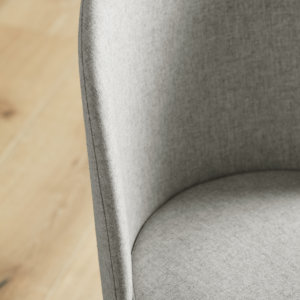 Cup back fabric dining chairs in grey fabric and wood leg design