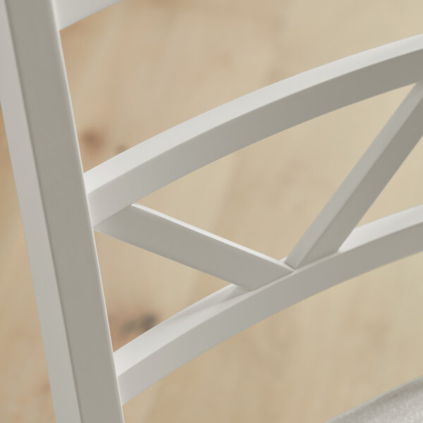 close up of chevron back detail on White & Grey chevron dining chair