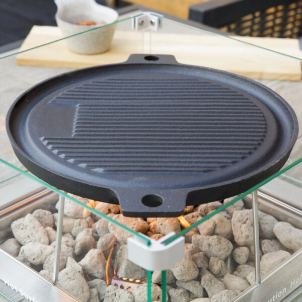 Close up of Bramblecrest Square Griddle Accessory for Bramblecrest Square Fire Pit Set - fire pit on