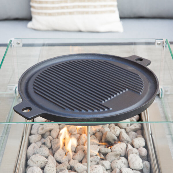Alternative angle of Bramblecrest Square Griddle Accessory for Bramblecrest Square Fire Pit Set - fire pit on