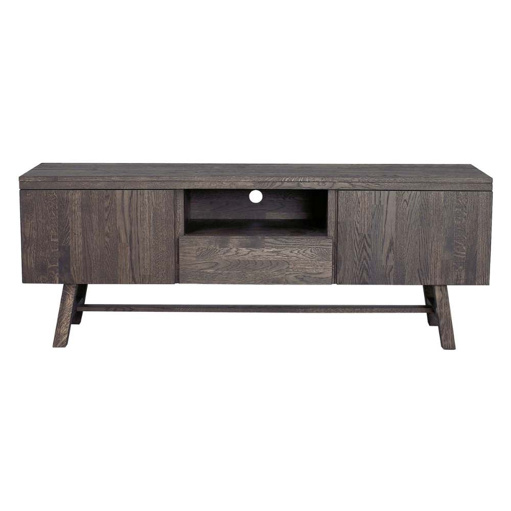 Kitsilano 1.6m Solid Oak TV Unit Dark Brown Inside Out Living