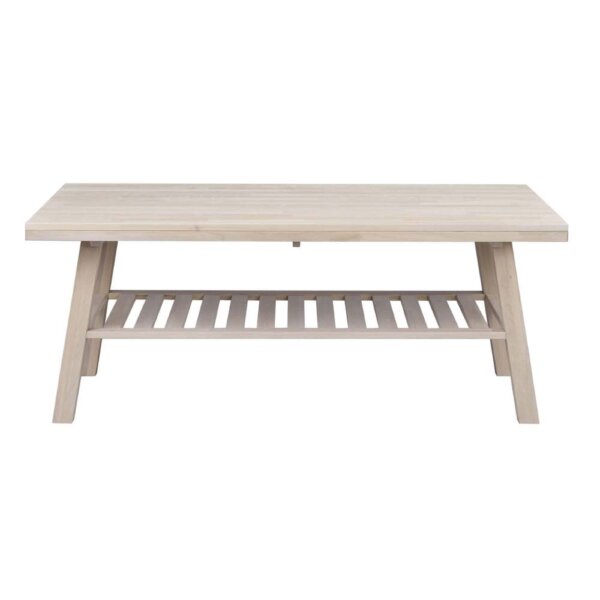 Kitsilano solid oak coffee table whitewash - cut out front on