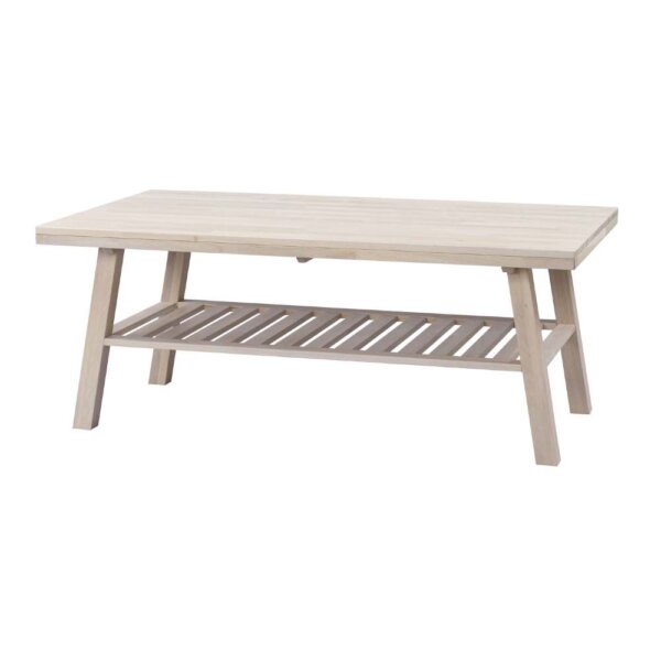 Kitsilano solid oak coffee table whitewash - cut out at an angle