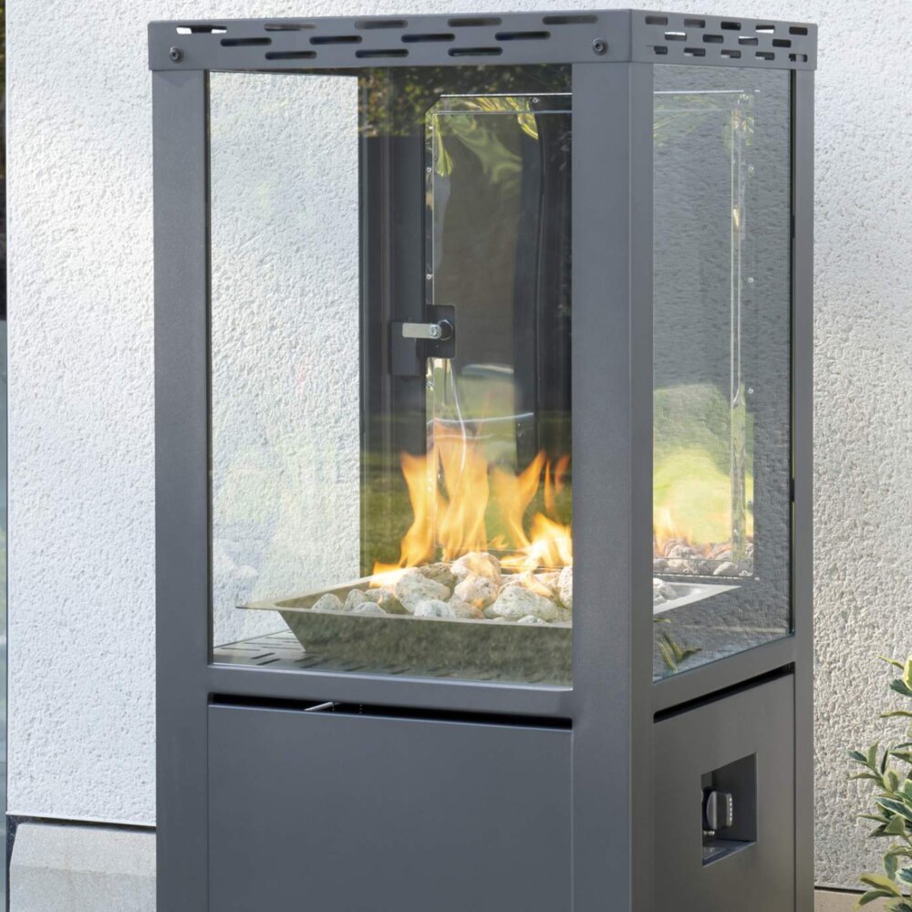 Kettler Kalos Universal Square Fire Pit Table With Glass Guard