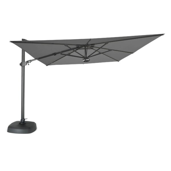 Kettler 3m Free Arm Square Parasol With LED Lighting and Wireless Speaker - Grey / Slate