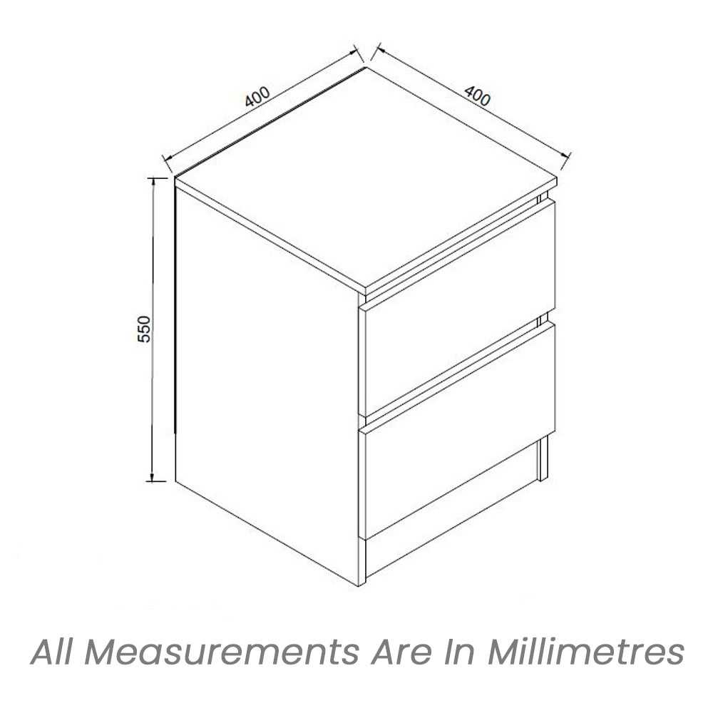 The Matte 2 Drawer Bedside Table White Inside Out Living